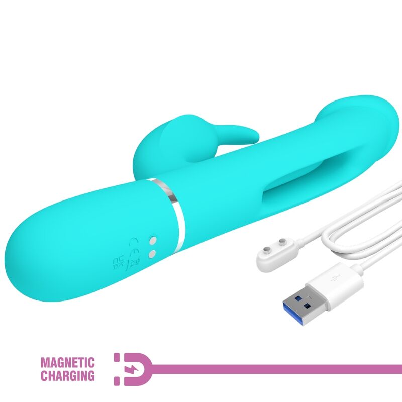 PRETTY LOVE - DEJON RABBIT VIBRATOR 3 IN 1 MULTIFUNCTIONAL AQUAGREEN