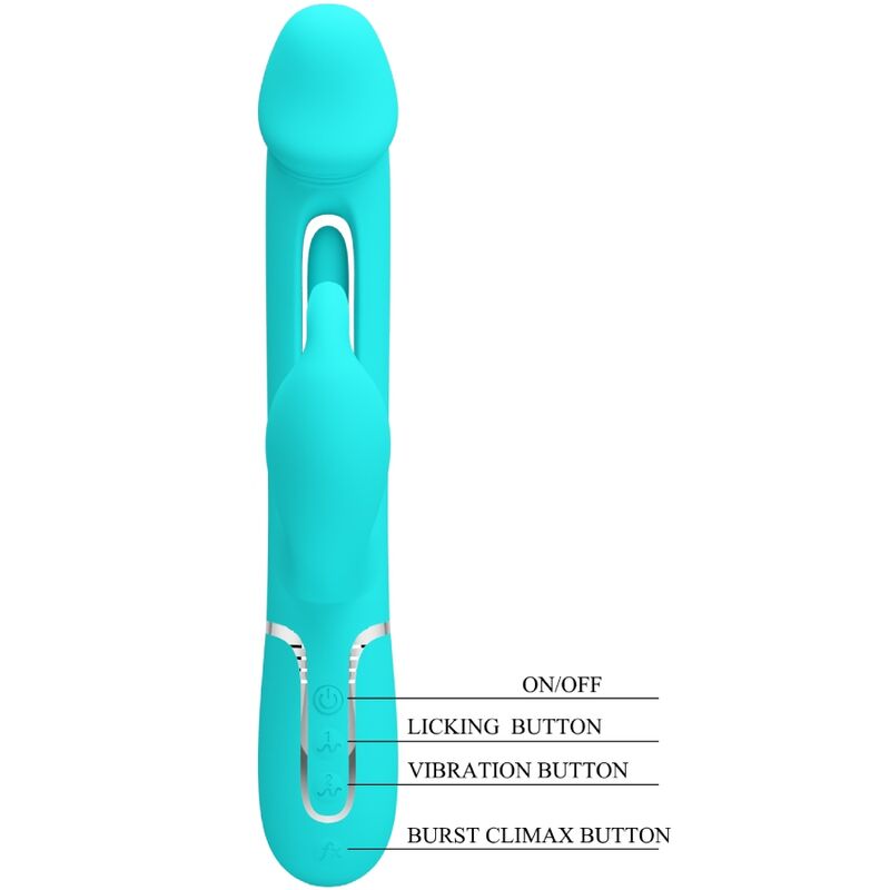 PRETTY LOVE - DEJON RABBIT VIBRATOR 3 IN 1 MULTIFUNCTIONAL AQUAGREEN