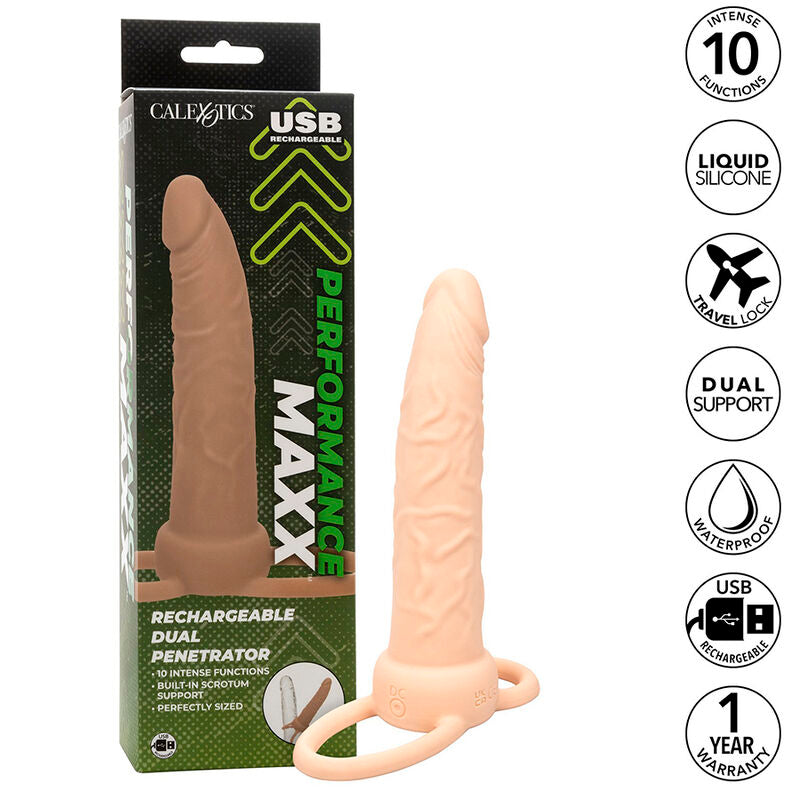 CALEXOTICS - PERFORMANCE MAXX RECHARGEABLE DOUBLE PÉNÉTRATEUR, PEAU CLAIRE