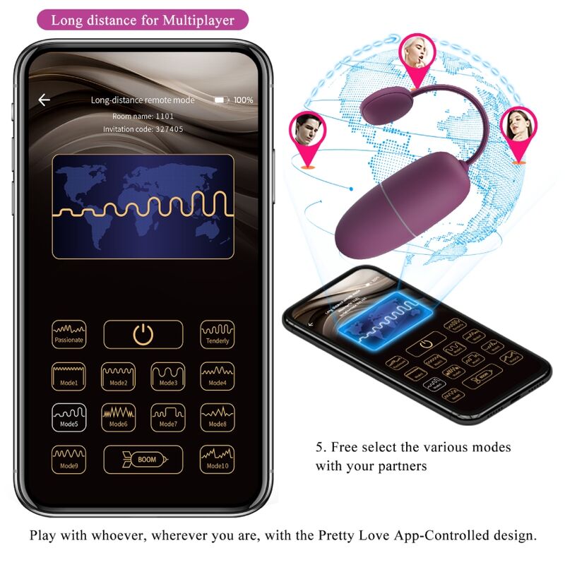 PRETTY LOVE - NYMPH VIBRATING EGG APP-CONTROLLED PURPLE
