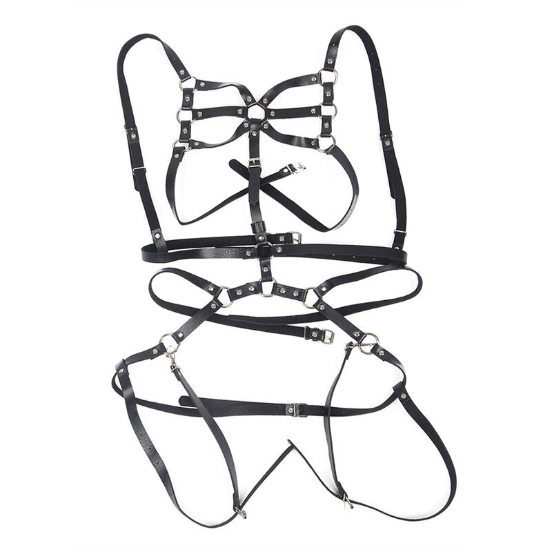 SUBBLIME - BODYHARNESS VERSTELBARE BANDEN LEER ZWART ONE SIZE