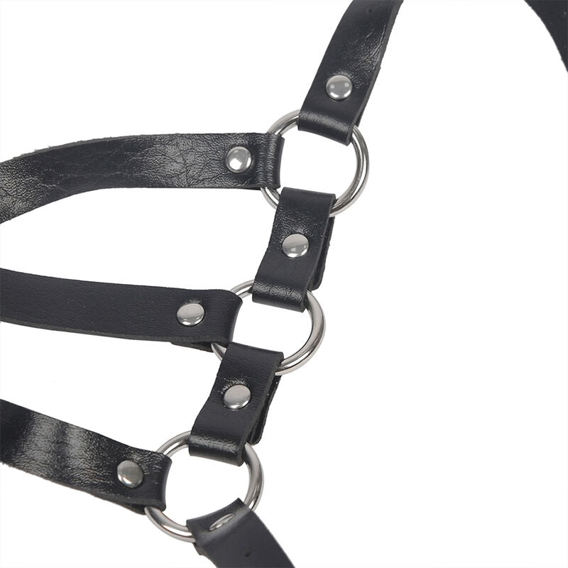 SUBBLIME - BODYHARNESS VERSTELBARE BANDEN LEER ZWART ONE SIZE