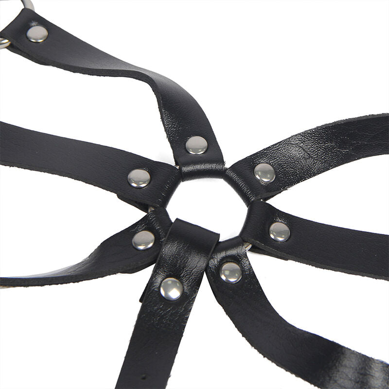 SUBBLIME - BODYHARNESS VERSTELBARE BANDEN LEER ZWART ONE SIZE