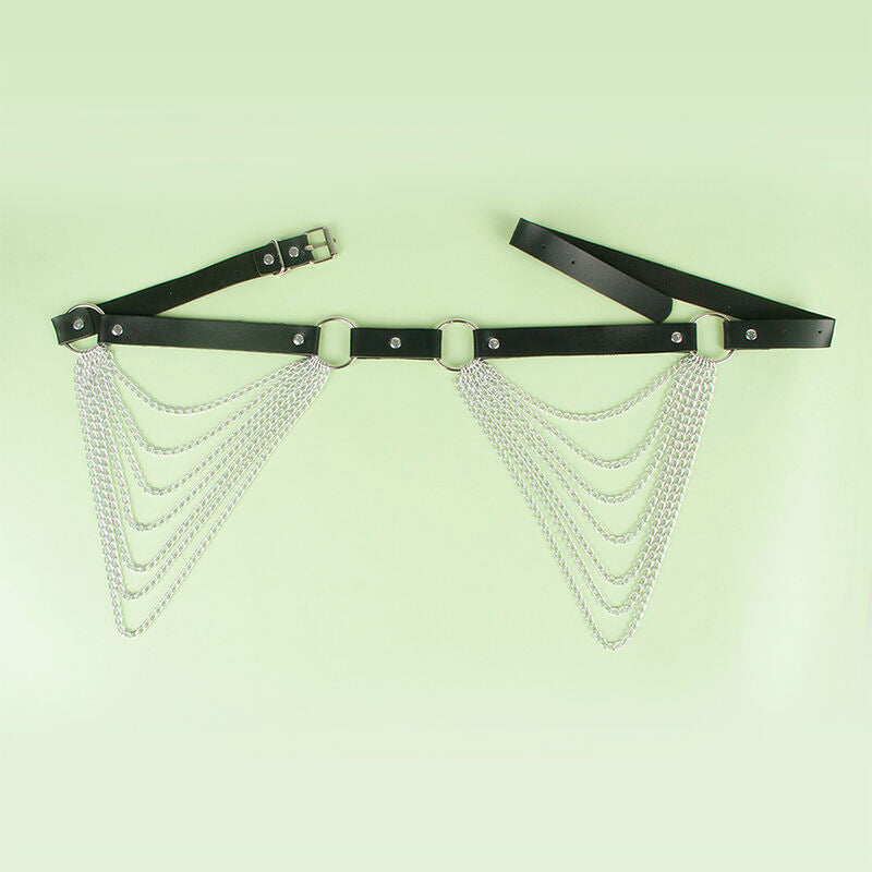 SUBBLIME - CEINTURE CHAÎNE EN CUIR NOIRE TAILLE UNIQUE