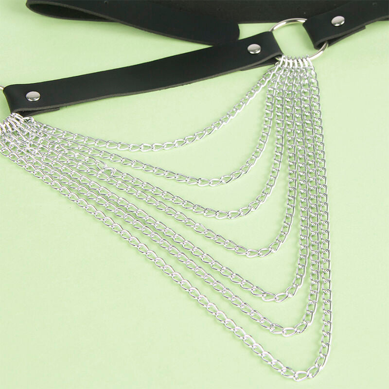 SUBBLIME - CEINTURE CHAÎNE EN CUIR NOIRE TAILLE UNIQUE