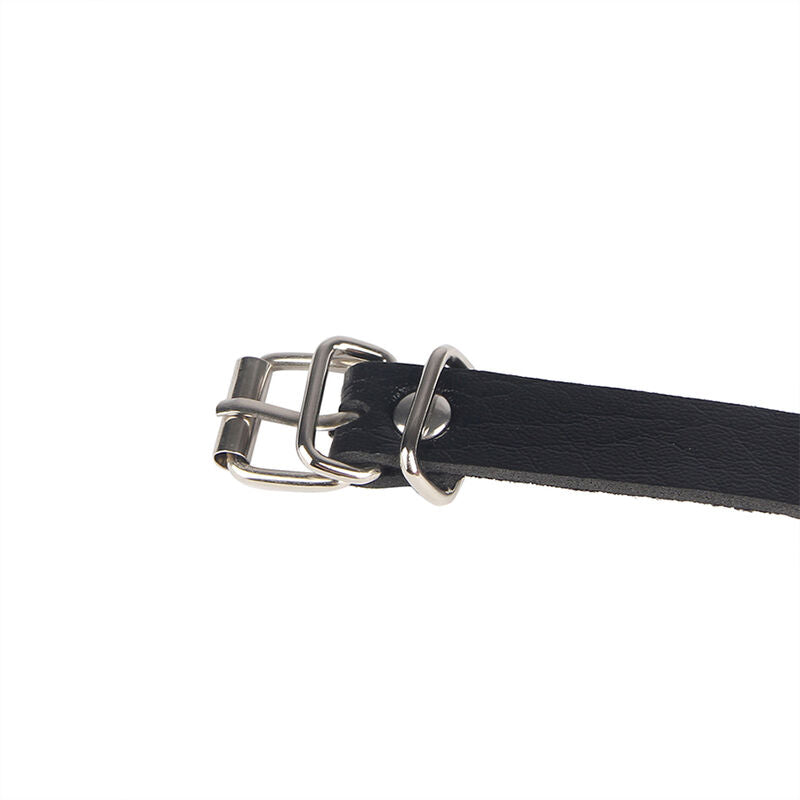 SUBBLIME - CEINTURE CHAÎNE ANNEAU CUIR NOIR TAILLE UNIQUE