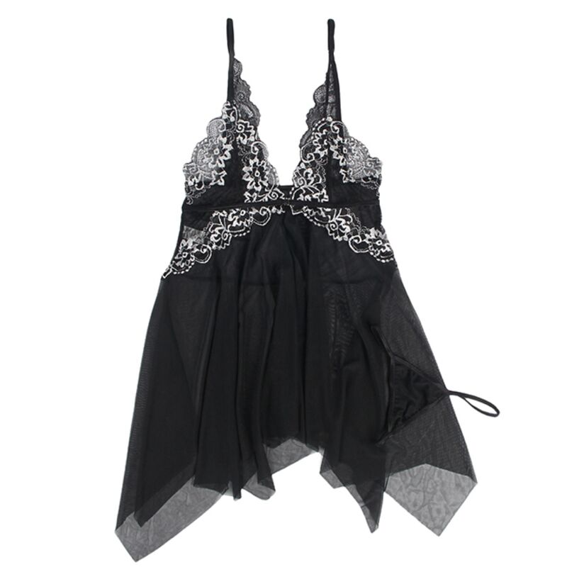SUBBLIME - BABYDOLL STOF TULLE BORSTEN KANT L/XL