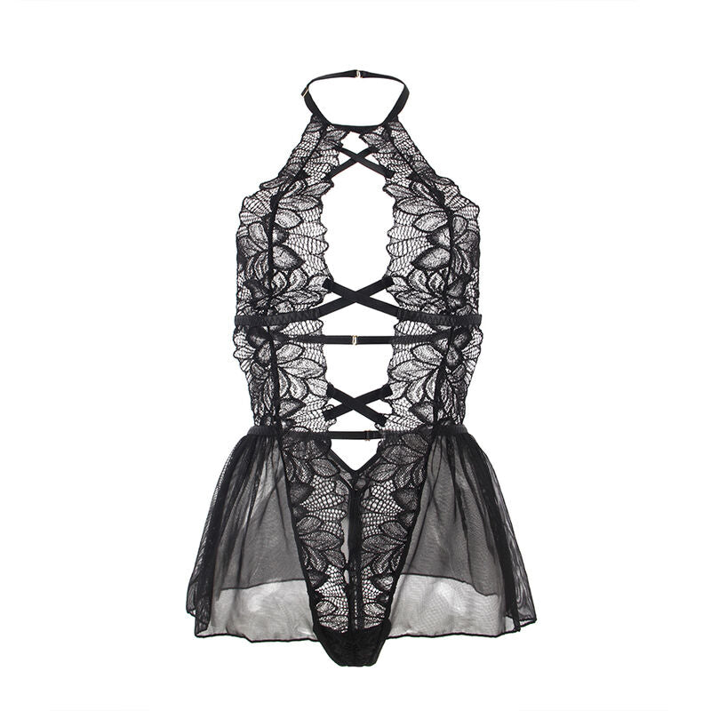 SUBBLIME - TEDDY HALTER-NECK BARE-RUG KANT ZWART L/XL