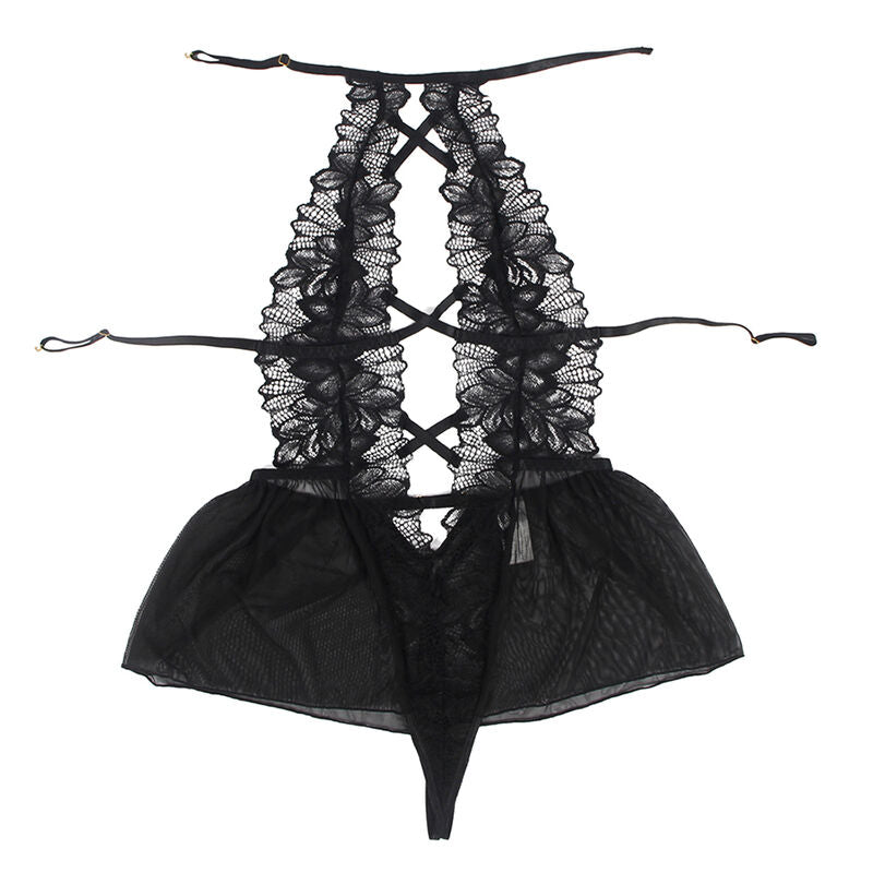 SUBBLIME - TEDDY HALTER-NECK BARE-RUG KANT ZWART L/XL