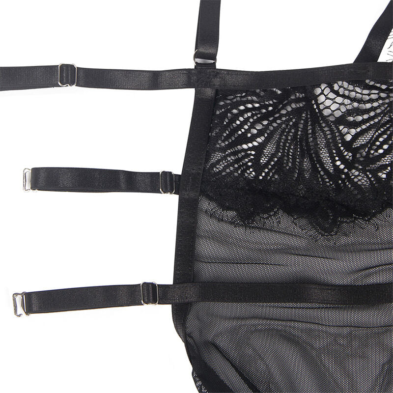 SUBBLIME - BABYDOLL MET VERSTELBARE KANTEN BANDJES ZWART L/XL
