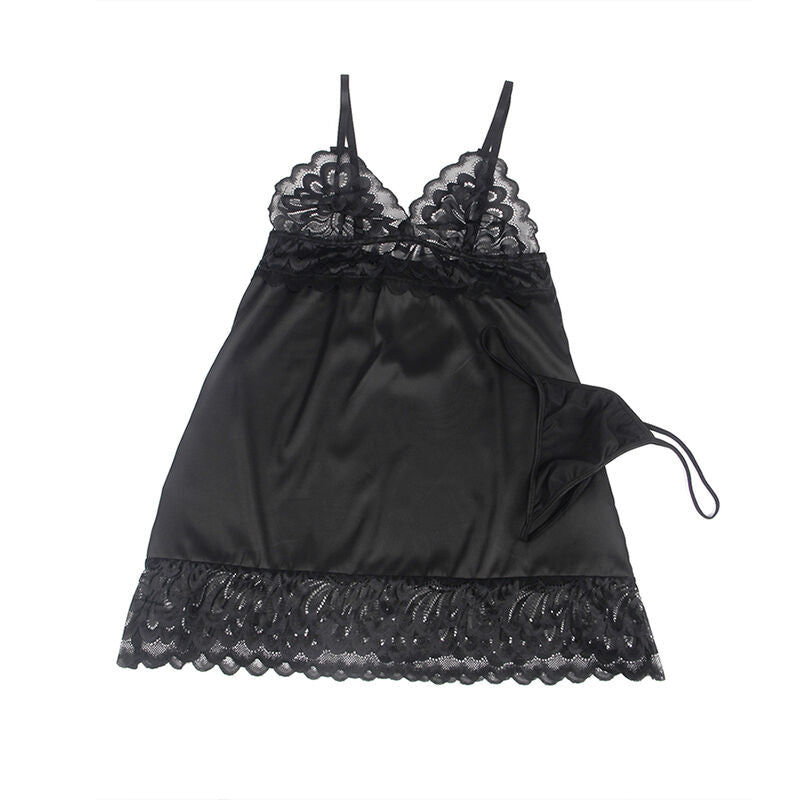 SUBBLIME - BABYDOLL MET BLOEMENPRINT OP DE BORST ZWART S/M