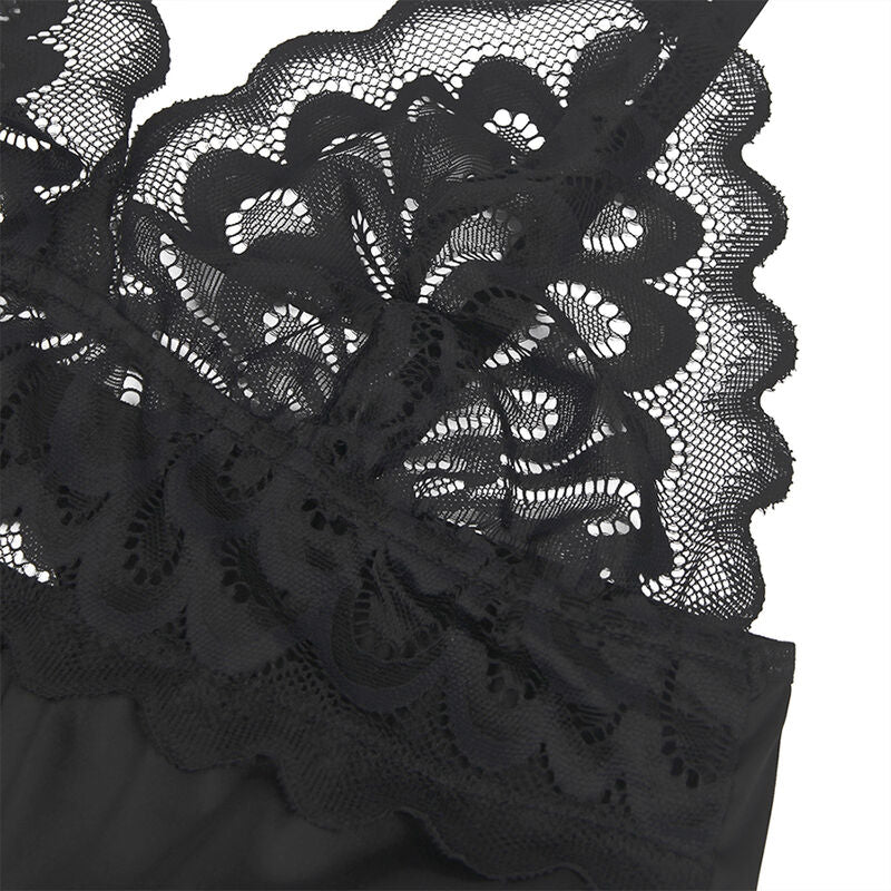 SUBBLIME - BABYDOLL MET BLOEMENPRINT OP DE BORST ZWART S/M