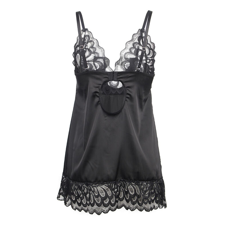 SUBBLIME - BABYDOLL MET BLOEMENPRINT OP DE BORST ZWART S/M