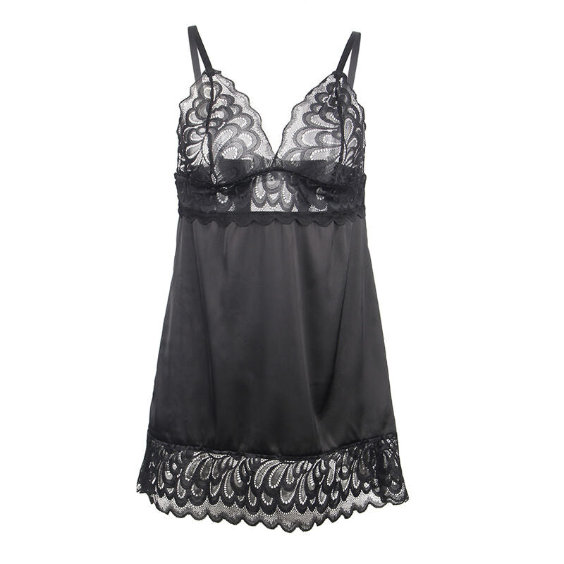 SUBBLIME - BABYDOLL MET BLOEMENPRINT OP DE BORST ZWART S/M