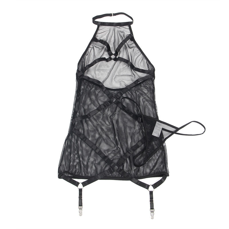 SUBLLIME - TRANSPARANTE HOUDERS JURK ZWART L/XL