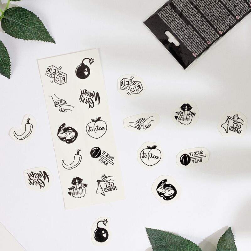 SECRET PLAY - SET VAN 10 TIJDELIJKE TATTOOS UIT DE SPICY COLLECTIE