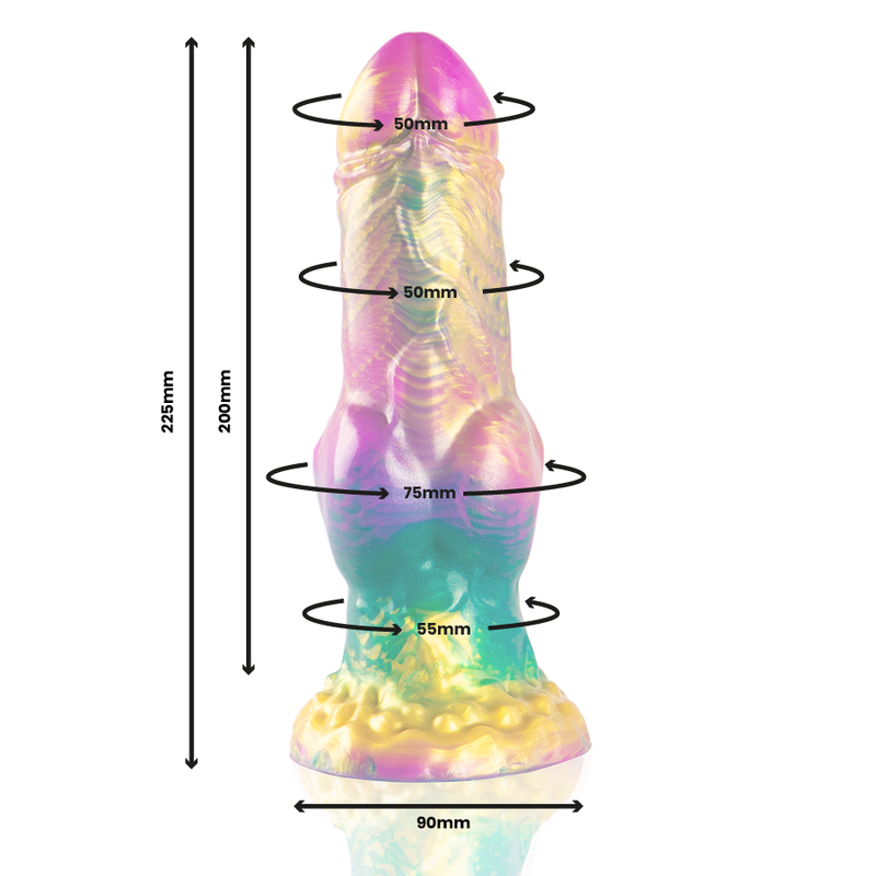 EPIC - IRIS DILDO AVEC DES TESTICULES DE PLAISIR AUX COULEURS ARC-EN-CIEL