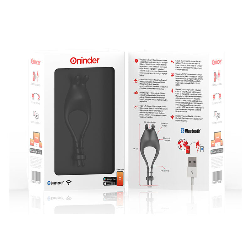 ONINDER - PAMPA ANNEAU VIBRATEUR RÉGLABLE RECHARGEABLE AVEC STIMULATEUR DE CLITORIS 10 VITESSES - APPLICATION GRATUITE