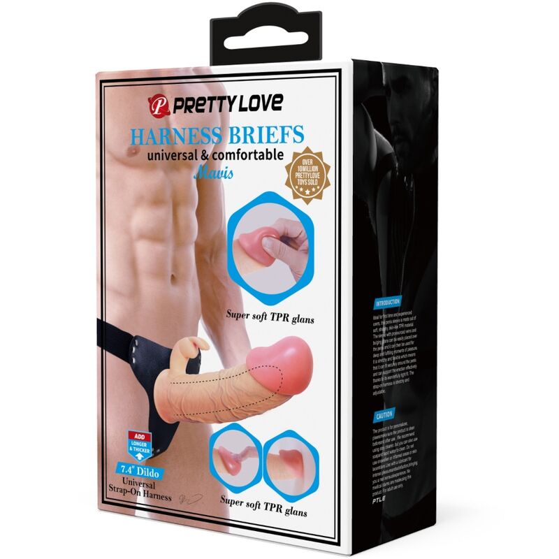PRETTY LOVE - MAVIS HARNAIS SLIP UNIVERSEL AVEC GODE 19 CM NATUREL