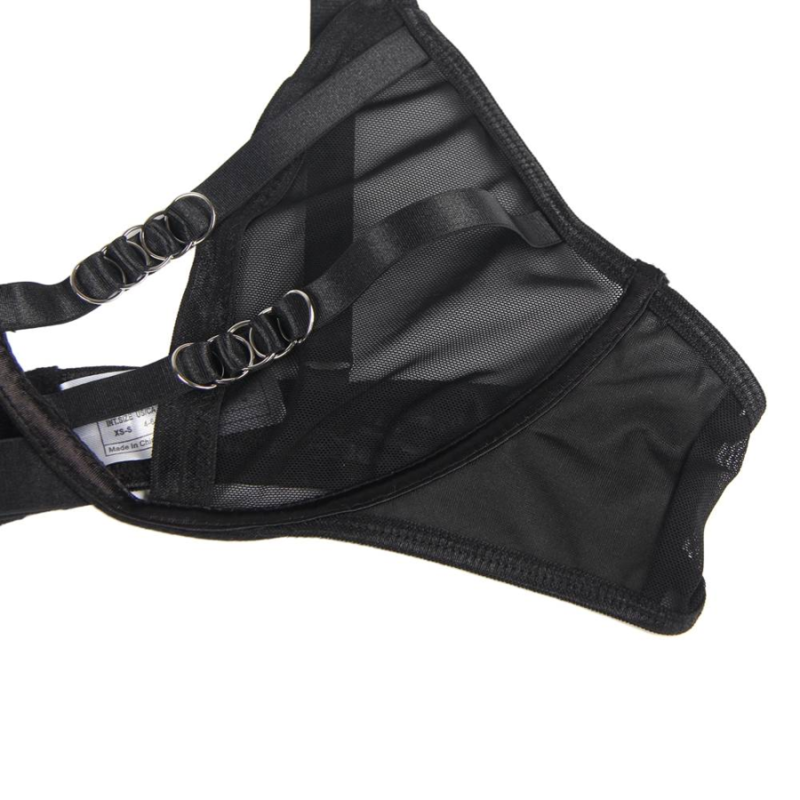 SUBBLIME - TWEE-DELIGE SET MET TRANSPARANTE BH EN S/M STREPEN