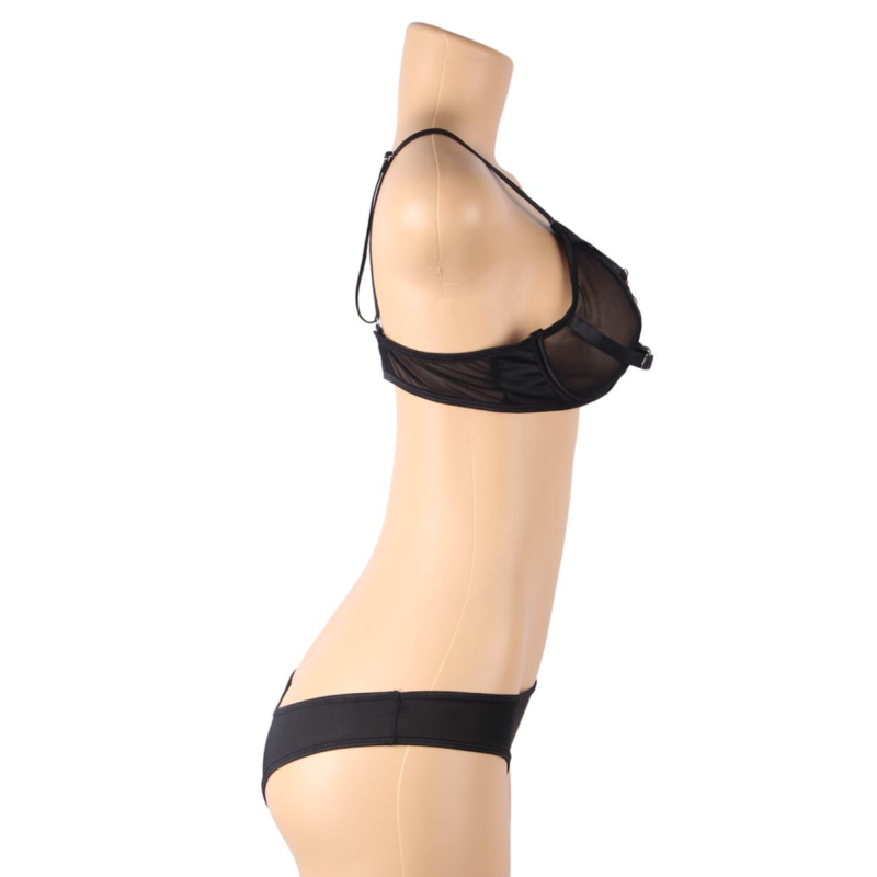 SUBBLIME - TWEE-DELIGE SET MET TRANSPARANTE BH EN S/M STREPEN
