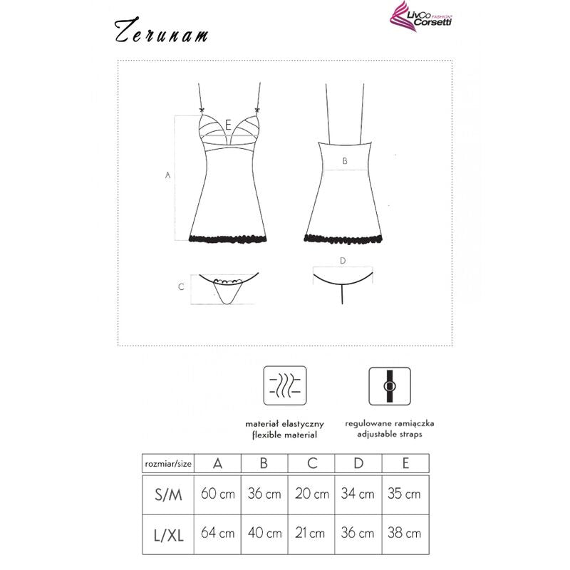 LIVCO CORSETTI FASHION - ZERUNAM SET BABYDOLL + ZWARTE TRI