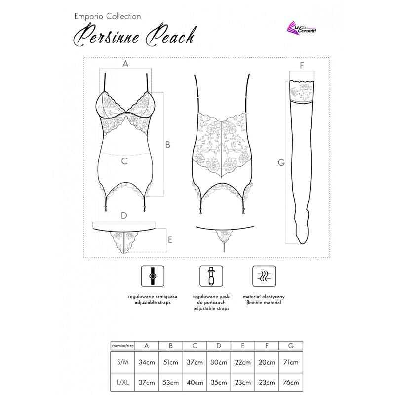 LIVCO CORSETTI FASHION - PERSINNE PEACH SET CORSET + PANTIES + STOCKINGS