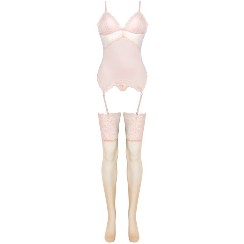 LIVCO CORSETTI FASHION - PERSINNE PEACH SET CORSET + PANTIES + STOCKINGS