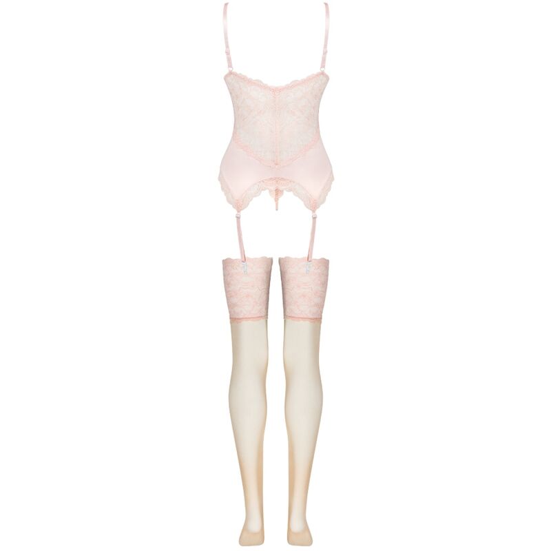 LIVCO CORSETTI FASHION - PERSINNE PEACH SET CORSET + PANTIES + STOCKINGS