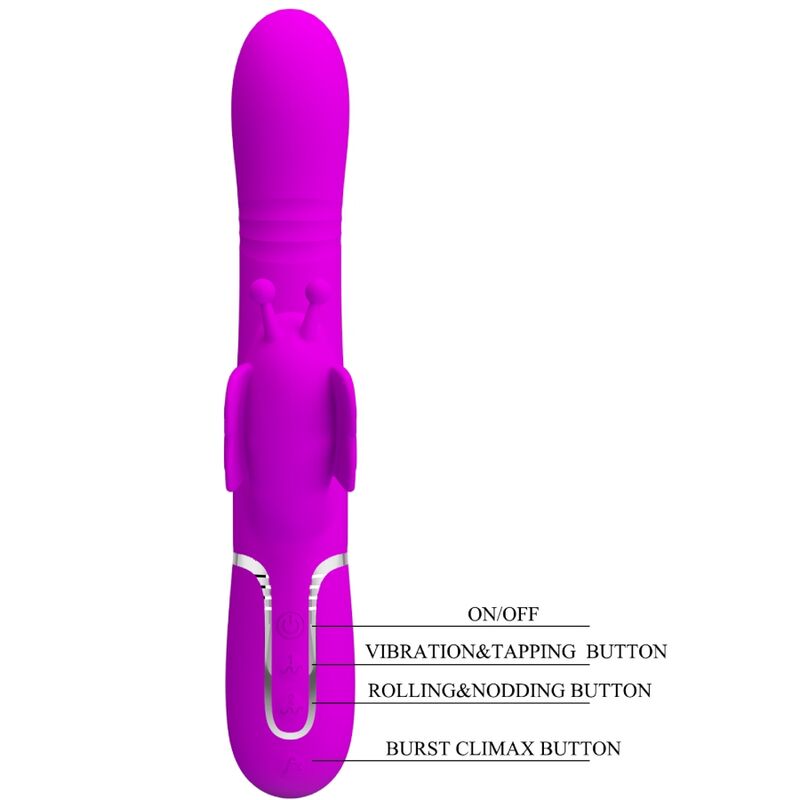 PRETTY LOVE - VIBRATEUR LAPIN MULTIFONCTION 4 EN 1 PAPILLON FUCHSIA