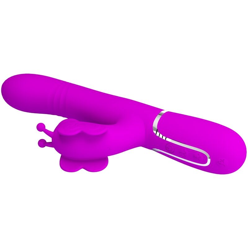 PRETTY LOVE - VIBRATEUR LAPIN MULTIFONCTION 4 EN 1 PAPILLON FUCHSIA