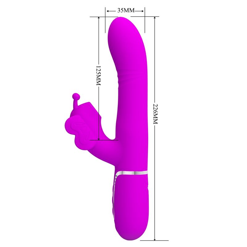PRETTY LOVE - VIBRATEUR LAPIN MULTIFONCTION 4 EN 1 PAPILLON FUCHSIA