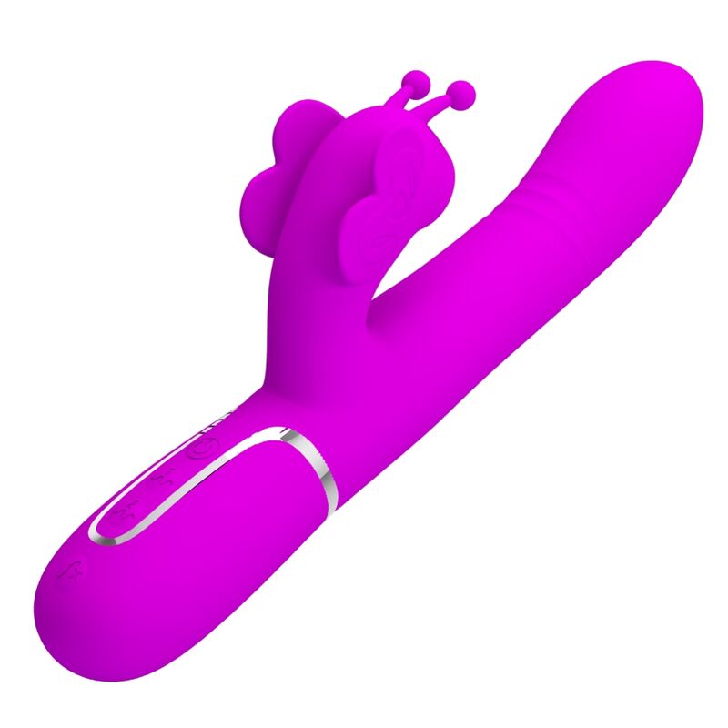 PRETTY LOVE - VIBRATEUR LAPIN MULTIFONCTION 4 EN 1 PAPILLON FUCHSIA