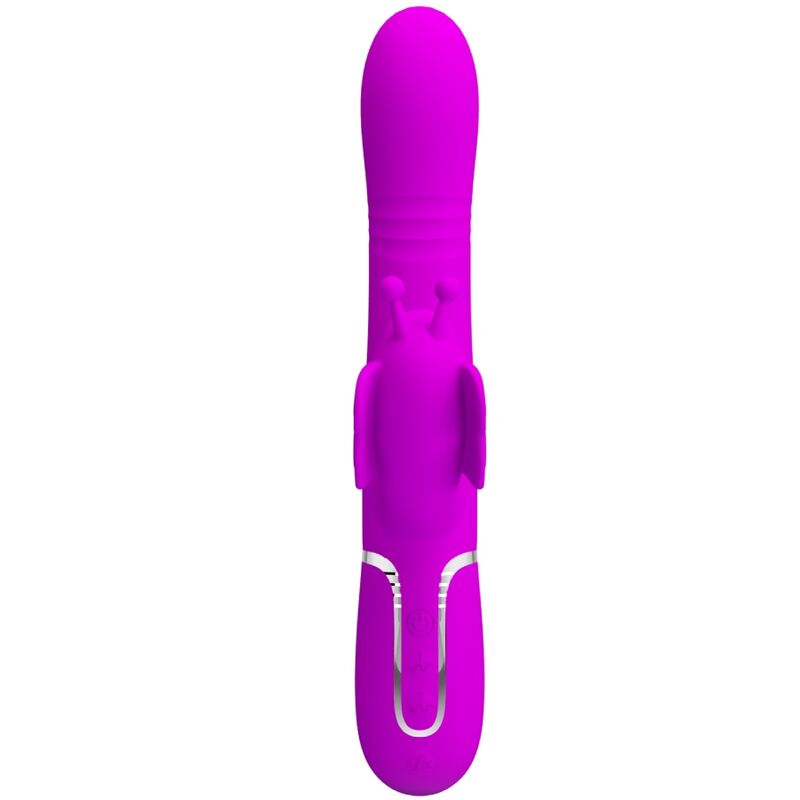 PRETTY LOVE - VIBRATEUR LAPIN MULTIFONCTION 4 EN 1 PAPILLON FUCHSIA