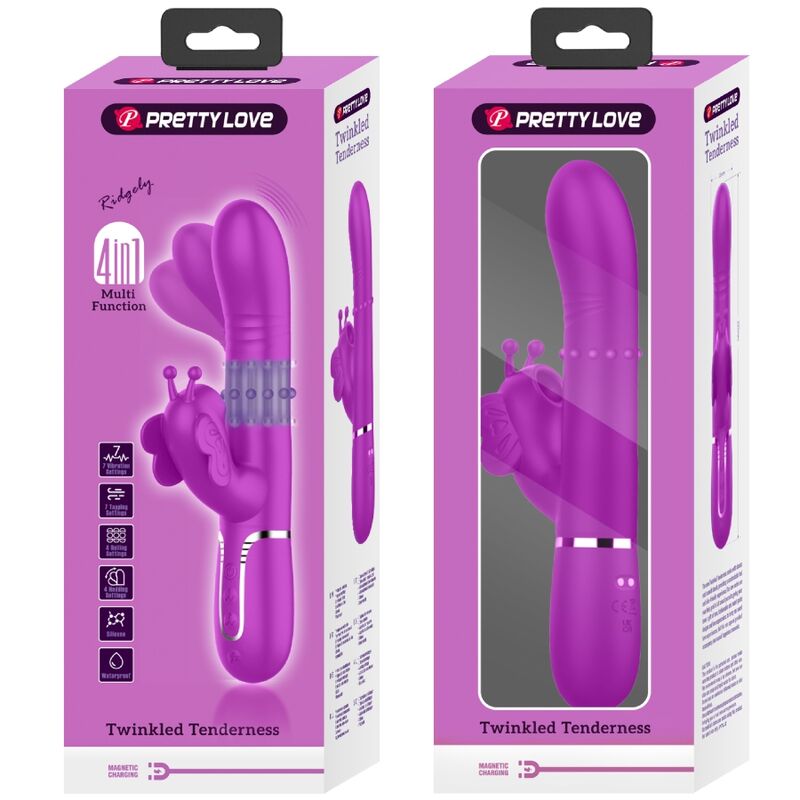 PRETTY LOVE - MULTIFUNCTIONELE KONIJNENVIBRATOR 4 IN 1 VLINDER FUCHSIA