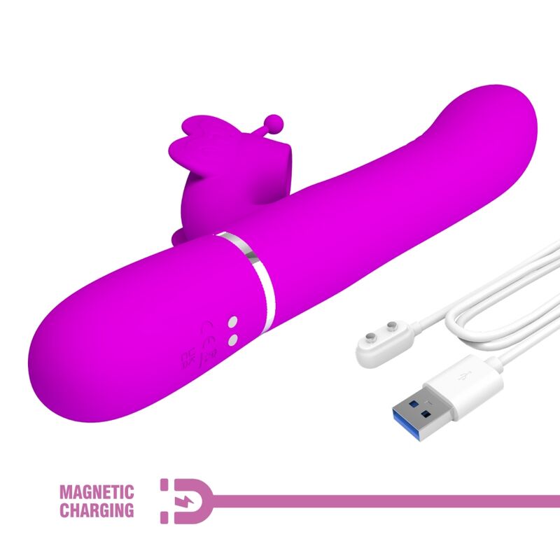 PRETTY LOVE - MULTIFUNCTIONELE KONIJNENVIBRATOR 4 IN 1 VLINDER FUCHSIA