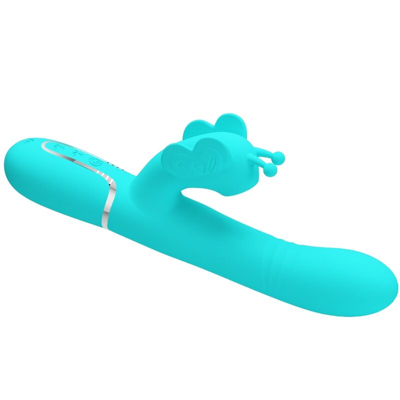 PRETTY LOVE - VIBRATEUR LAPIN MULTIFONCTIONNEL 4 EN 1 PAPILLON AQUAGREEN