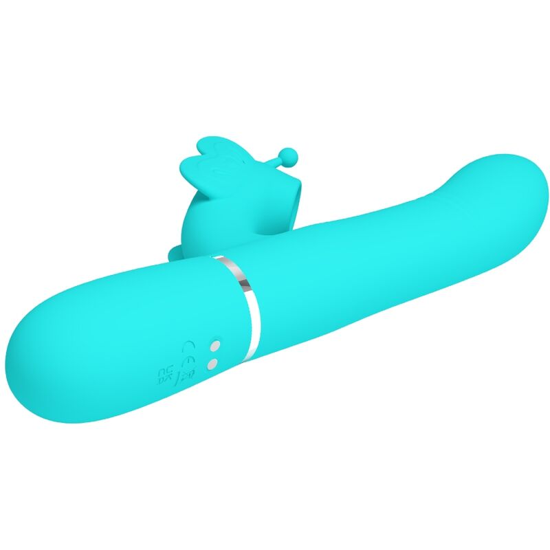 PRETTY LOVE - VIBRATEUR LAPIN MULTIFONCTIONNEL 4 EN 1 PAPILLON AQUAGREEN