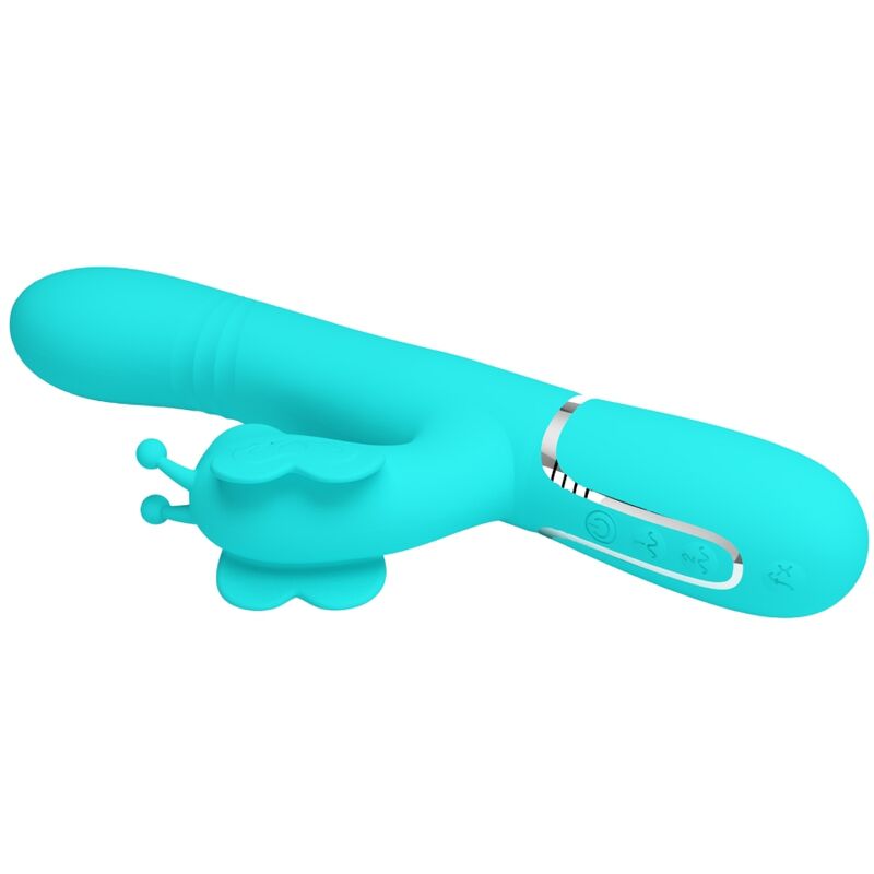 PRETTY LOVE - VIBRATEUR LAPIN MULTIFONCTIONNEL 4 EN 1 PAPILLON AQUAGREEN