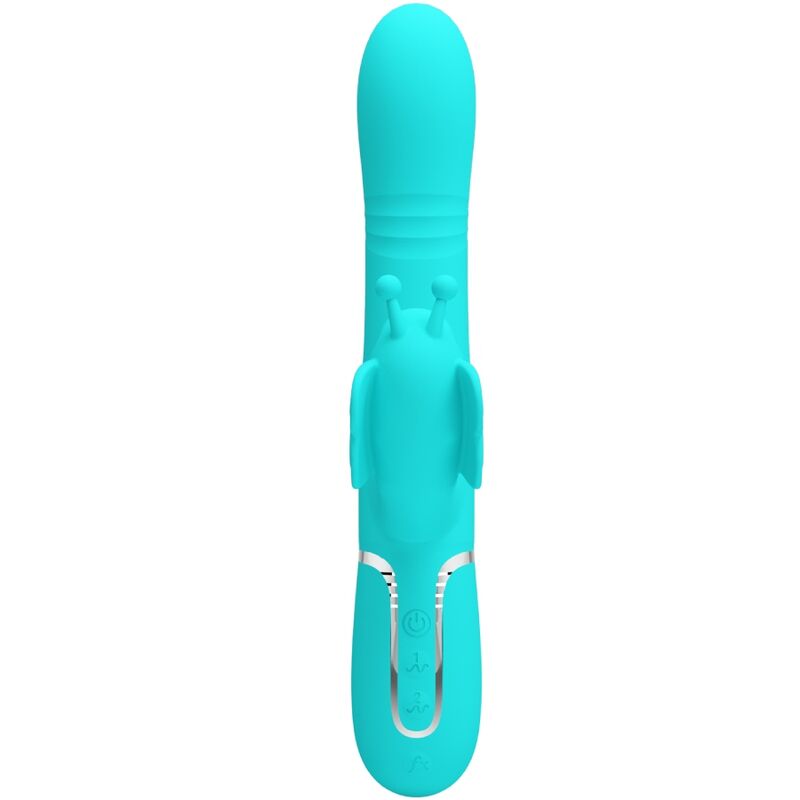 PRETTY LOVE - VIBRATEUR LAPIN MULTIFONCTIONNEL 4 EN 1 PAPILLON AQUAGREEN