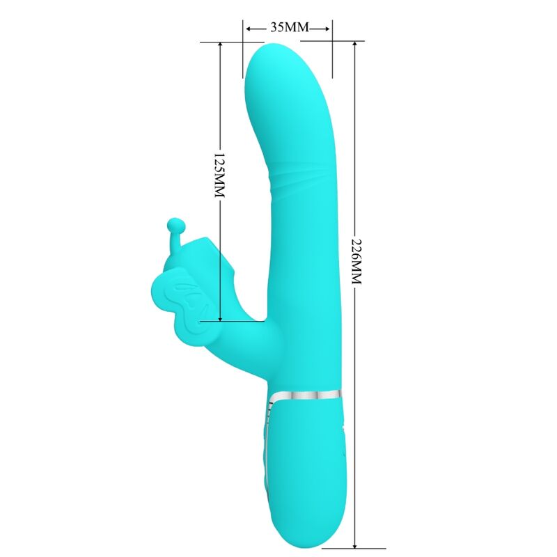 PRETTY LOVE - MULTIFUNCTIONELE KONIJNENVIBRATOR 4 IN 1 VLINDER AQUAGREEN