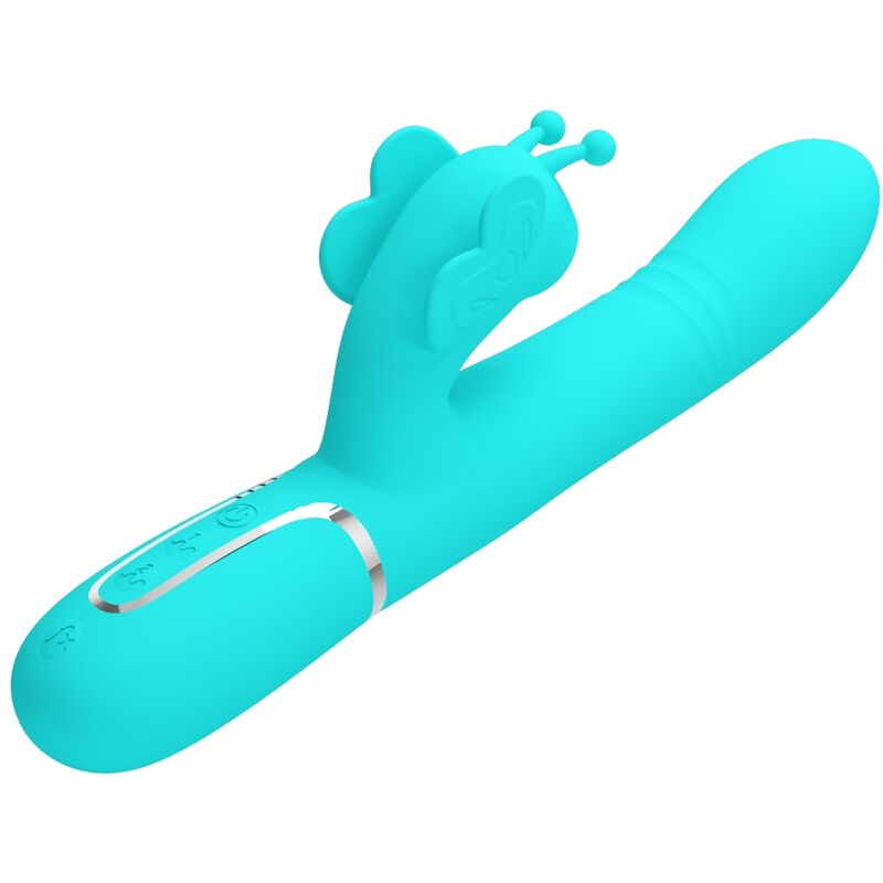 PRETTY LOVE - VIBRATEUR LAPIN MULTIFONCTIONNEL 4 EN 1 PAPILLON AQUAGREEN
