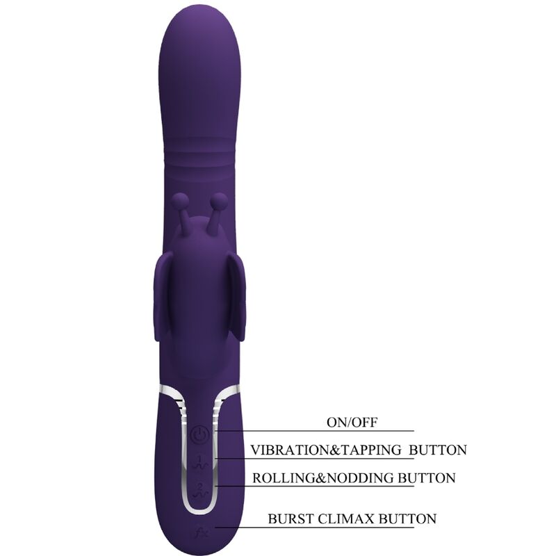 PRETTY LOVE - VIBRATEUR LAPIN MULTIFONCTIONNEL 4 EN 1 PAPILLON VIOLET