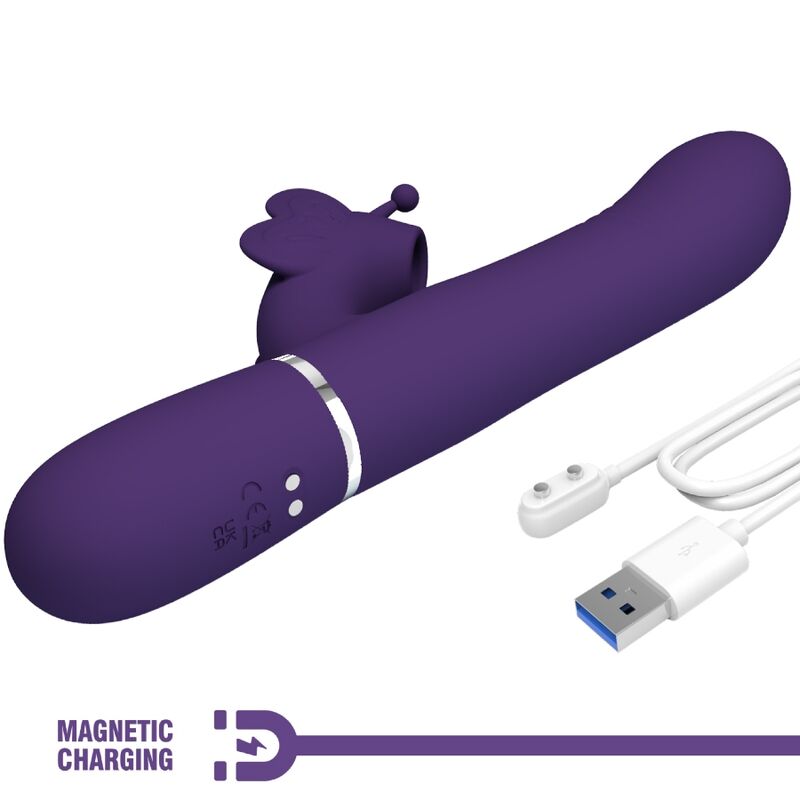 PRETTY LOVE - VIBRATEUR LAPIN MULTIFONCTIONNEL 4 EN 1 PAPILLON VIOLET