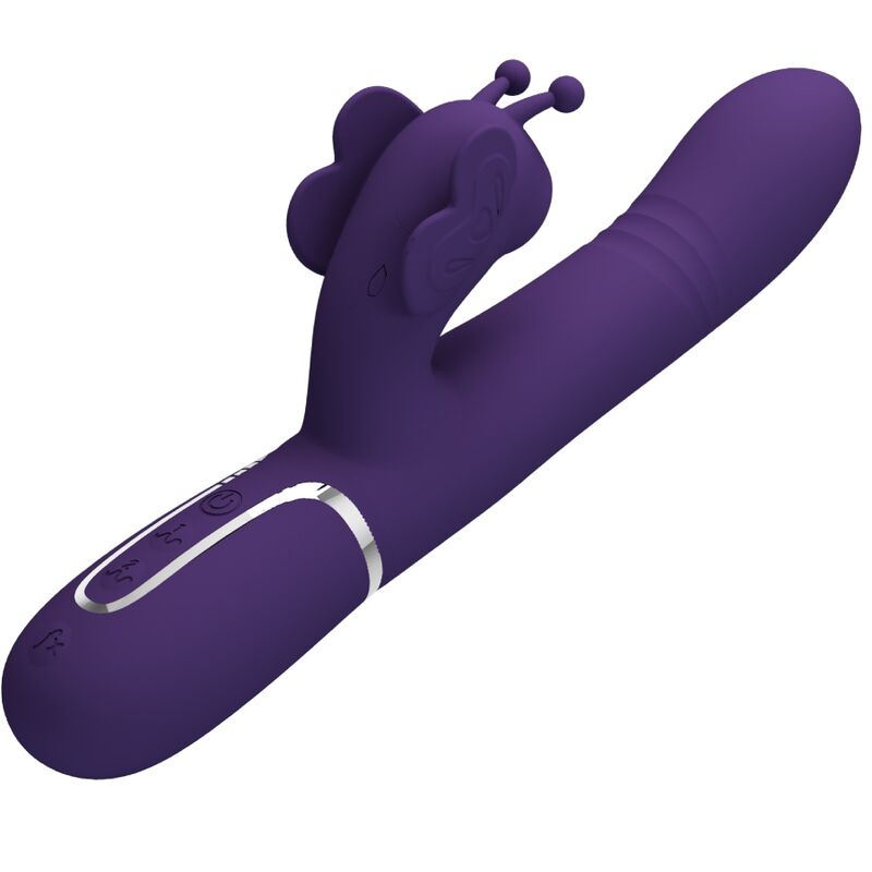 PRETTY LOVE - VIBRATEUR LAPIN MULTIFONCTIONNEL 4 EN 1 PAPILLON VIOLET