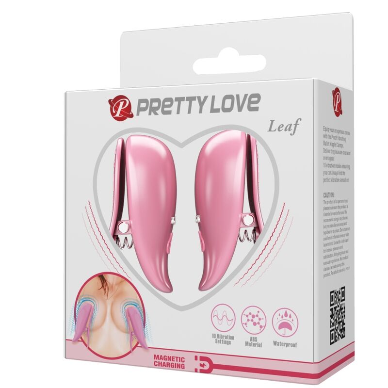 PRETTY LOVE - BLAD VIBRERENDE TEPELKLEMMEN ROZE