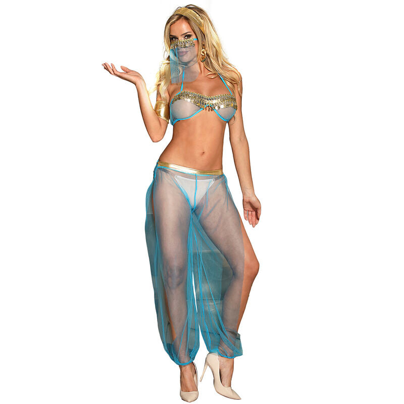 SUBLIEM - BLAUWE LINGERIESET IN INDIASE STIJL L/XL