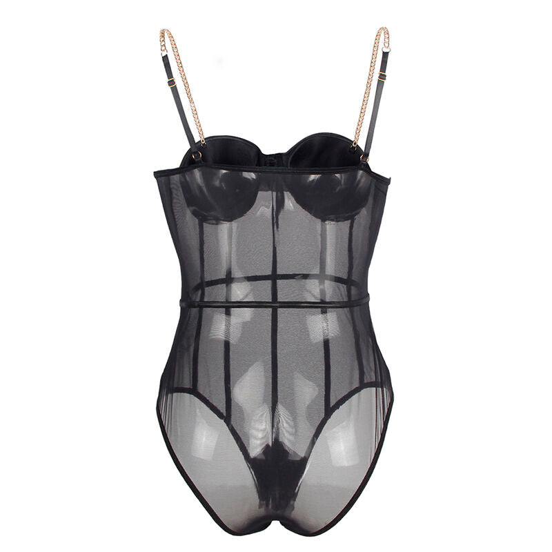 SUBBLIME - ZWART BODYSUIT MET KETTINGBRETELS L/XL