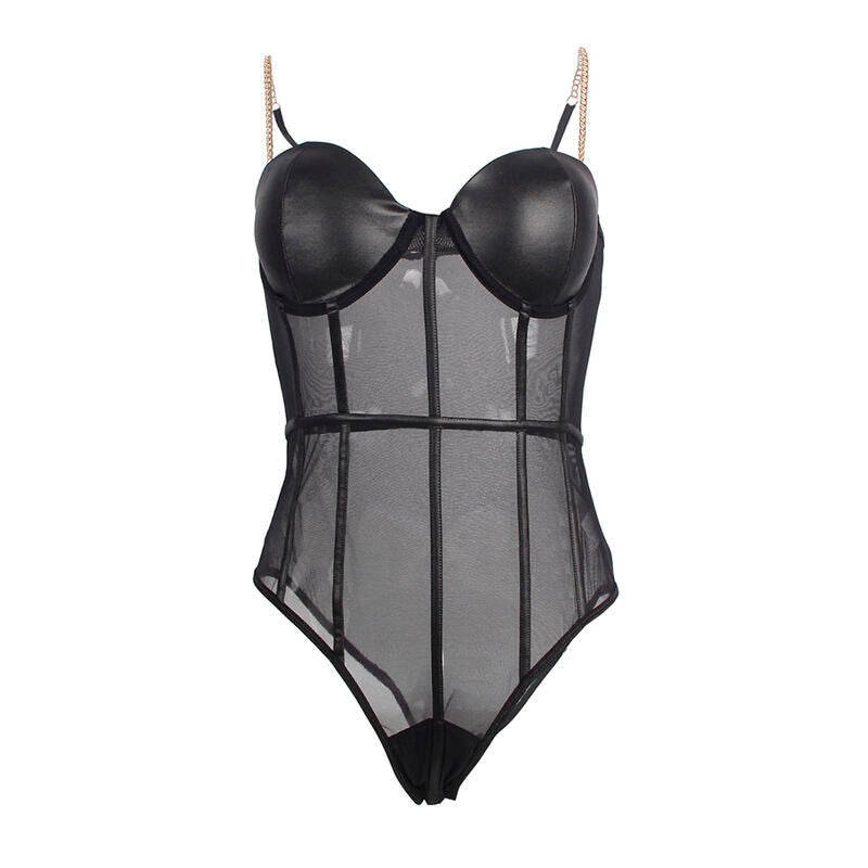 SUBBLIME - ZWART BODYSUIT MET KETTINGBRETELS L/XL