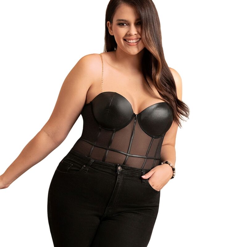 SUBBLIME - ZWART BODYSUIT MET KETTINGBRETELS L/XL